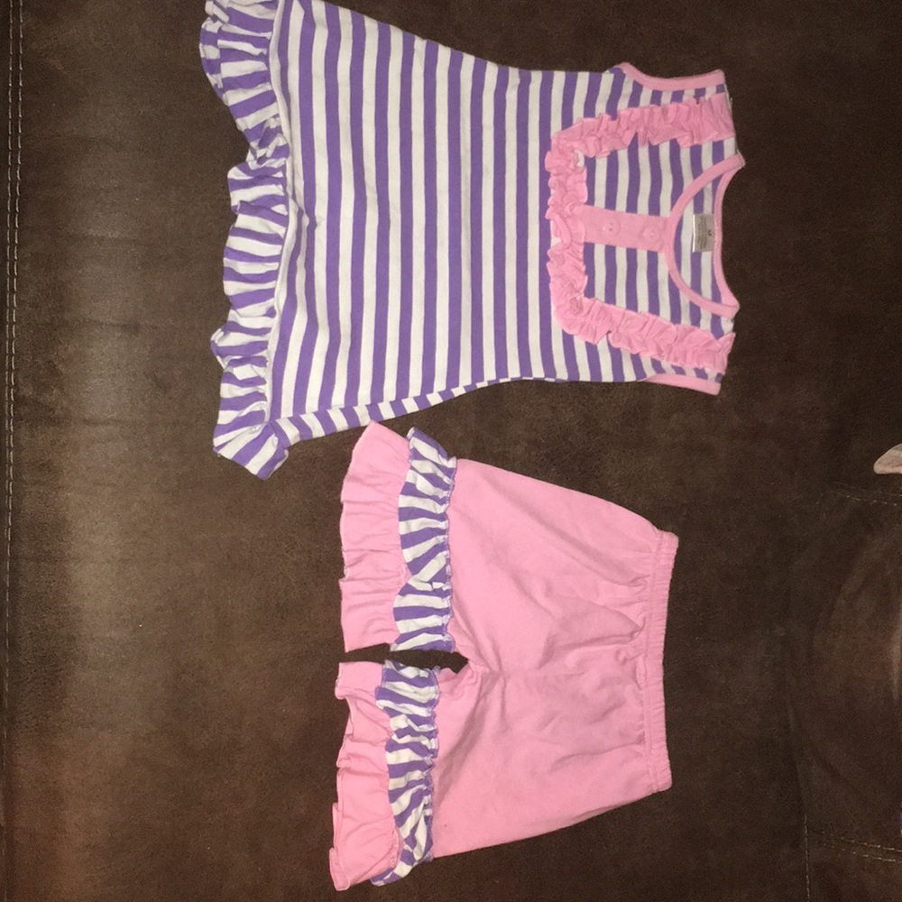Purple and pink short set